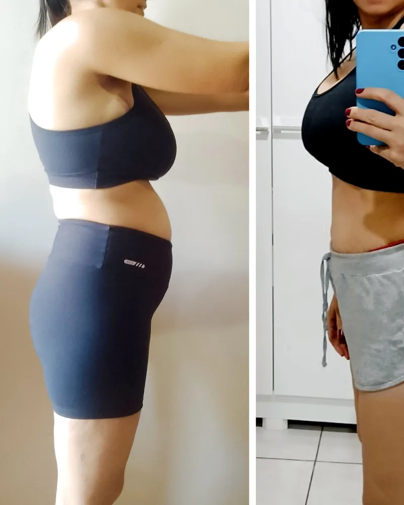 Antes e depois — Aluna do Desafio